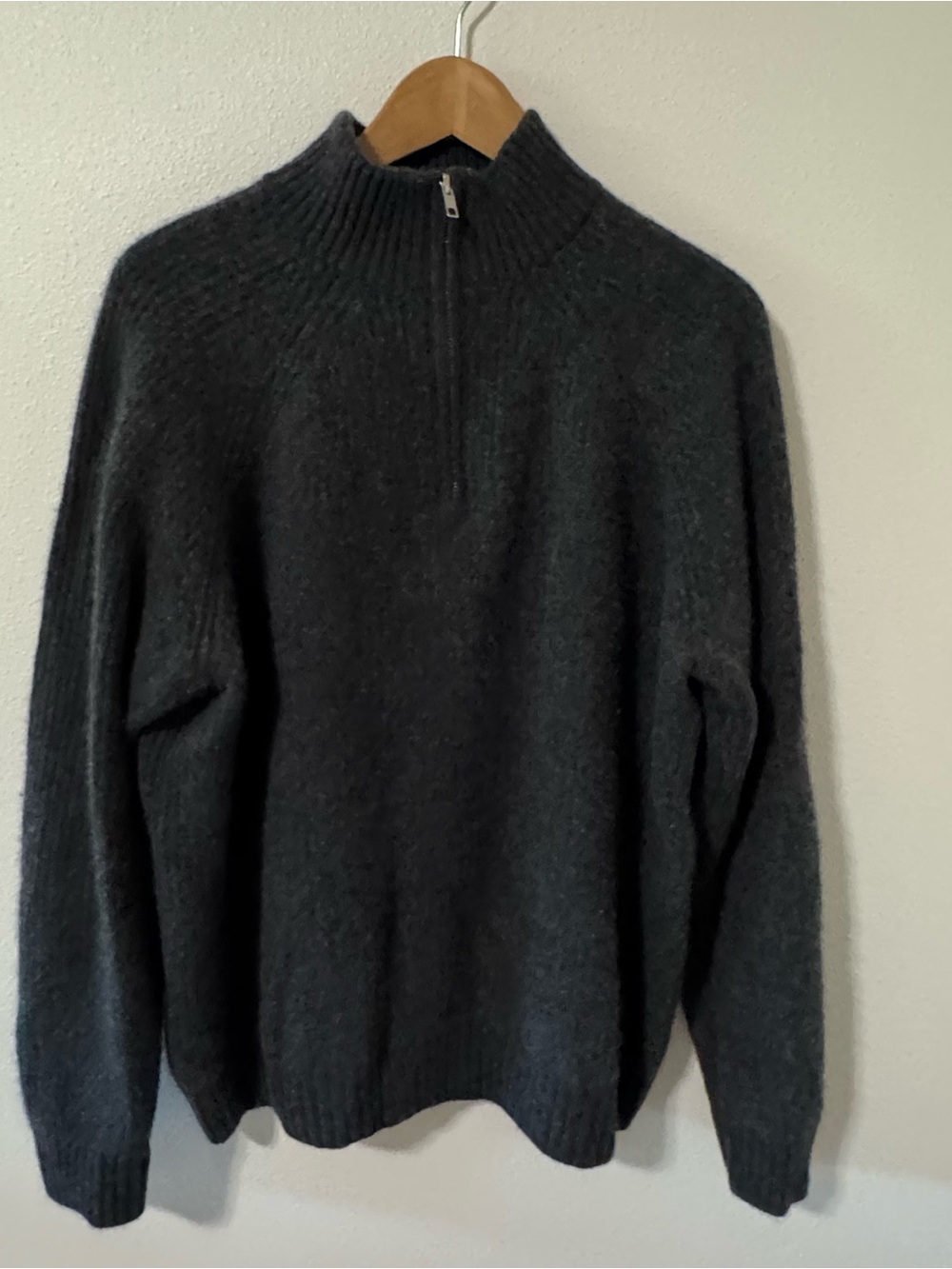 Quince Mongolian Cashmere 2.0 Fisherman Quarter Zip Sweater Charcoal 2024-XXL